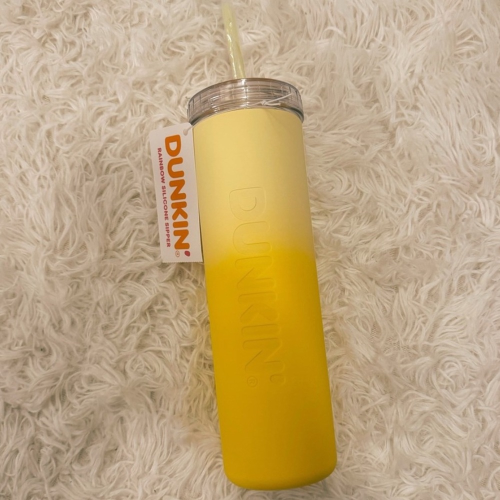 Dunkin’ Donuts Ombré Yellow Reusable Water Bottle | Tumbler with Straw